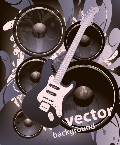 Ilustración sobre un tema musical con guitarra eléctrica
. - Vector, Imagen
