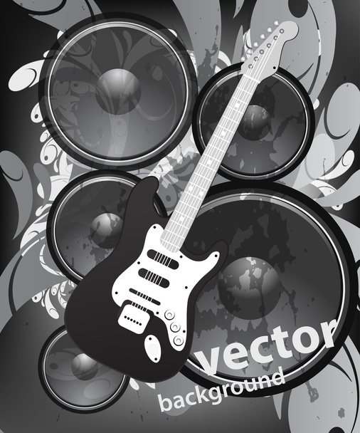 Illustration zu einem musikalischen Thema mit E-Gitarre. - Vektor, Bild