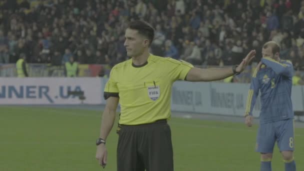 Male referee during a football soccer match. Slow motion - Πλάνα, βίντεο
