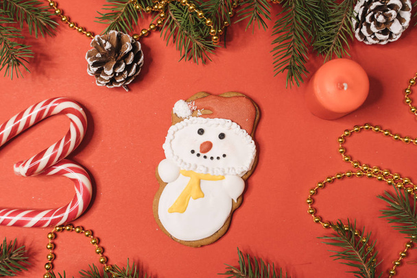 Gingerbread against Christmas background, Christmas mood - Fotó, kép