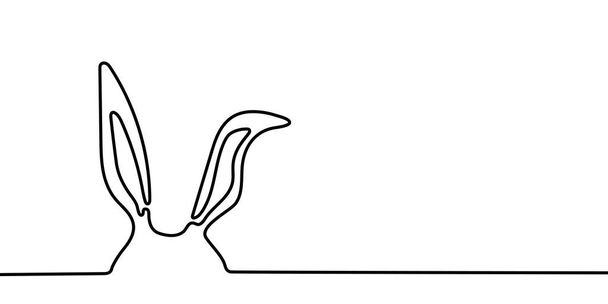 Великдень вуха банерний фон в простому стилі однієї лінії з копіюванням простору в правій стороні. Чорно-біла концепція мінімального кролика Векторні ілюстрації
 - Вектор, зображення