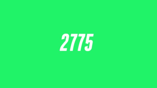 Animated counter 0-5000 white jumping symbols on green background. Flat design counting number to five thousand hits. 4K digital video. - Footage, Video