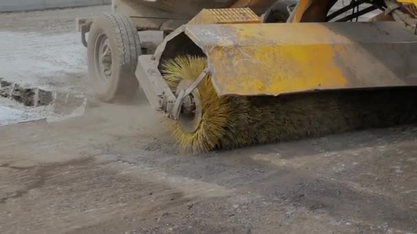 Road cleaning machine begins preparations before reparing the street - Footage, Video