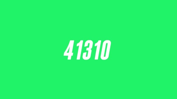 Animated counter 0-100000 white jumping symbols on green background. Flat design counting number to one hundred thousand hits. 4K digital video. - Footage, Video