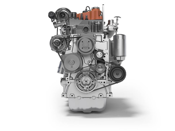 rendu 3D du moteur diesel pour vue de face de la voiture sur fond blanc
 - Photo, image