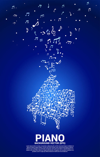 Vector music melody note dancing flow shape piano icon . Concept background for song and concert theme. - Vector, Image