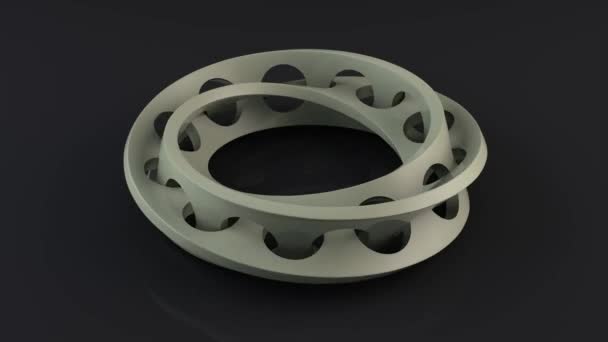 3D animation of a geometric figure, a Mobius strip folded in half and having holes. 4K animation for screensavers and banners. - Footage, Video