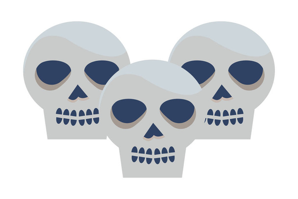 halloween czaszki głowy izolowane ikony - Wektor, obraz