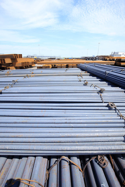 Stack of round steel bar  - Photo, Image