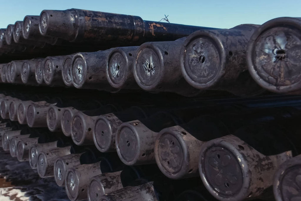 Steel pipe warehouse, well casing - Photo, Image