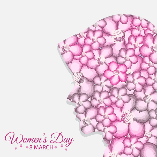happy womens day flower illustration silhouette - Vector, Image