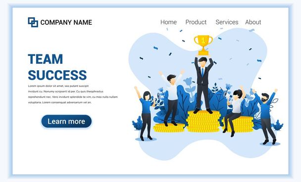 Business success concept. Businessman celebrating success by holding the trophy. business leader to success. Can used for web banner, infographics, landing page, web template. Flat vector illustration - Vector, Image