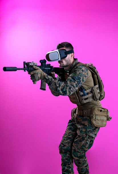 soldier in battle using virtual reality glasses - Фото, зображення