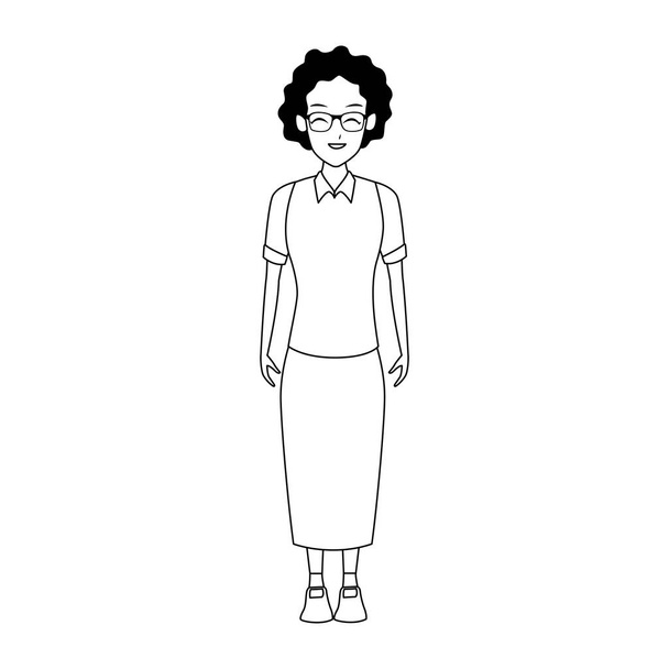 ηλικιωμένη γυναίκα εικονίδιο κινουμένων σχεδίων, επίπεδη σχεδίαση - Διάνυσμα, εικόνα