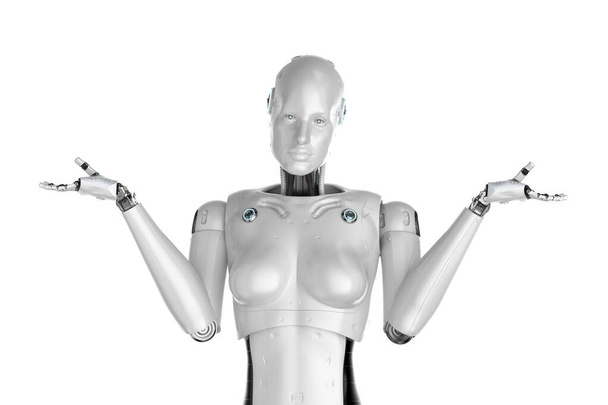 Kobieta cyborg lub robot otwarta ręka - Zdjęcie, obraz