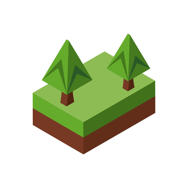 Isolated isometric pine trees vector design - Vector, Image