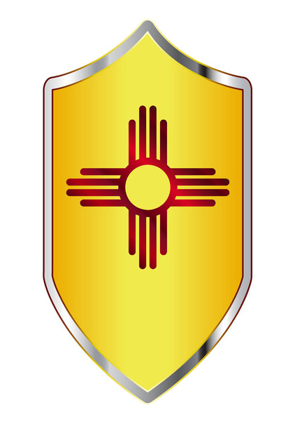 Nieuwe Mexico State Flag op een kruisvaarder Style Shield - Vector, afbeelding
