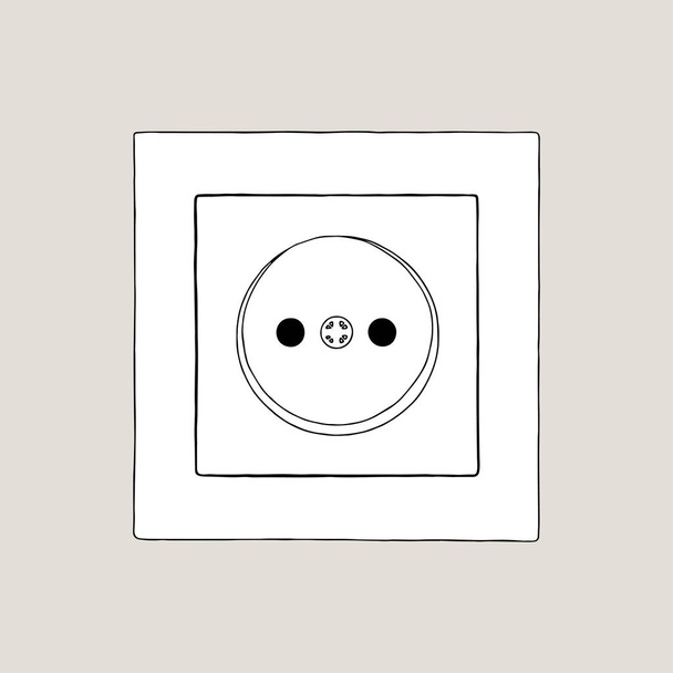 Illustration of single electrical socket. - Vector, Image