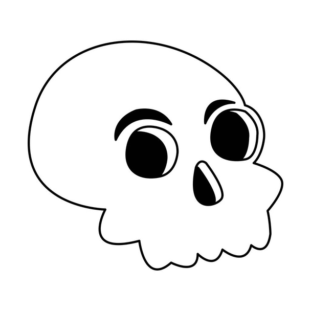 halloween head skull isolated icon - Vector, Image