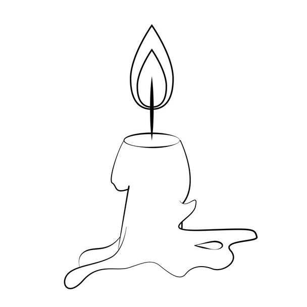 candle light fire flame cartoon in black and white - ベクター画像