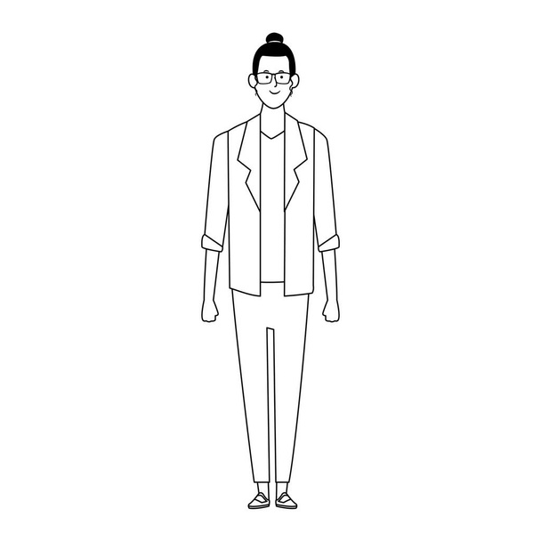 икона молодого бизнесмена, плоский дизайн
 - Вектор,изображение