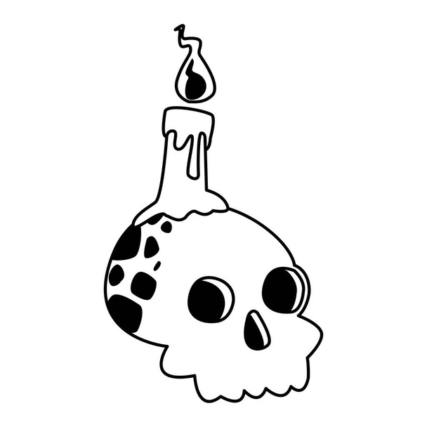 halloween head skull with candle - Vector, Image