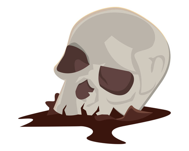 Halloween cabeza del cráneo icono aislado - Vector, imagen