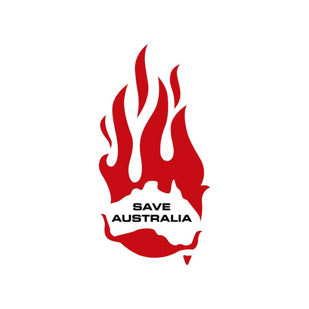 オーストラリアを救う炎のロゴベクトルアイコンイラスト - ベクター画像