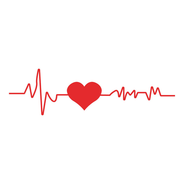 Pulso cardíaco. Cores vermelhas e brancas. Batimento cardíaco solitário, cardiograma
. - Vetor, Imagem