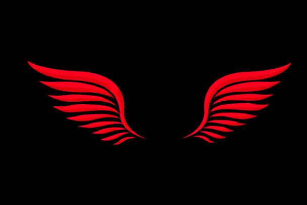 Vörös szárny illusztráció fekete háttérrel - Fotó, kép