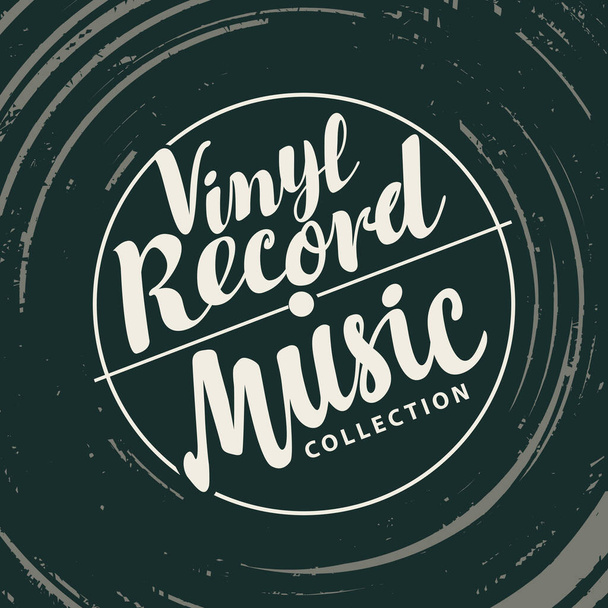 vector music poster with old vinyl record - Wektor, obraz