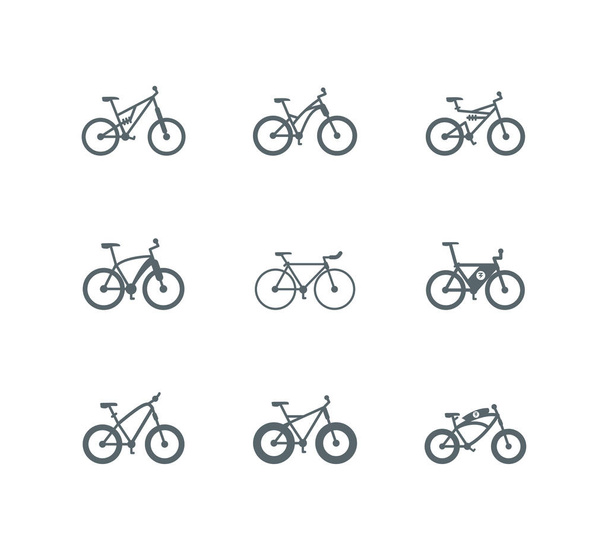 Isolated silhouettes bikes icon set vector design - Vector, Image