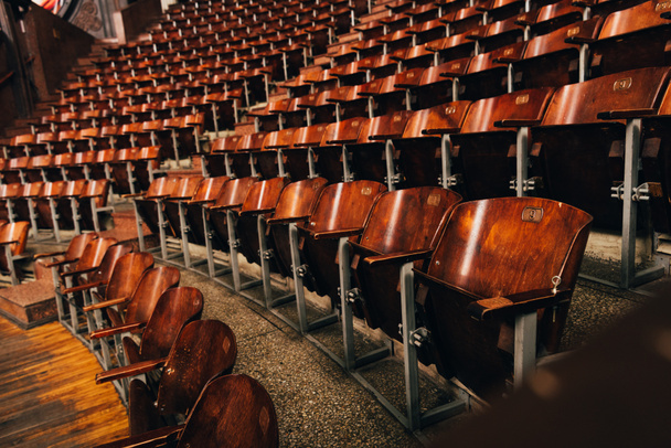 Wooden seats in amphitheater in circus - Photo, Image