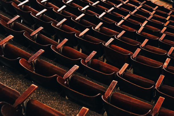 High angle view of rows of seats in circus amphitheater - Foto, imagen