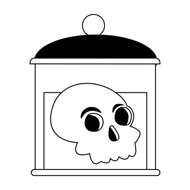 halloween fej koponya üvegben - Vektor, kép