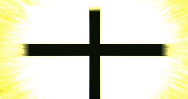 Πνευματικότητα Christian Cross Σύμβολο πάνω λαμπερό φόντο ακτίνα - κινηματογραφική κίτρινη έκδοση - Πλάνα, βίντεο