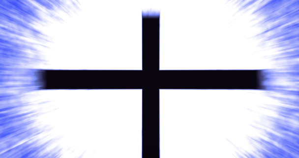 Spiritualität christliches Kreuz Symbol über glühendem Strahlenhintergrund - mehrfarbige Version - Filmmaterial, Video