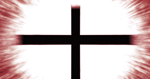Spiritualita Christian Cross Symbol nad zářícím paprskovým pozadím - filmová červená verze - Záběry, video