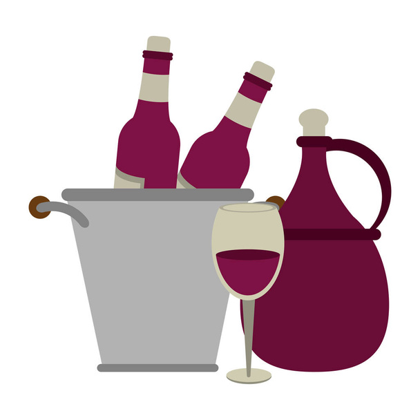 garrafas de vinho e design balde de gelo
 - Vetor, Imagem