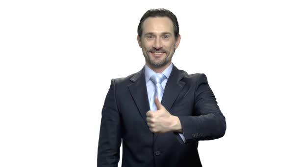 Portrait of attractive businessman giving thumb up. - Footage, Video