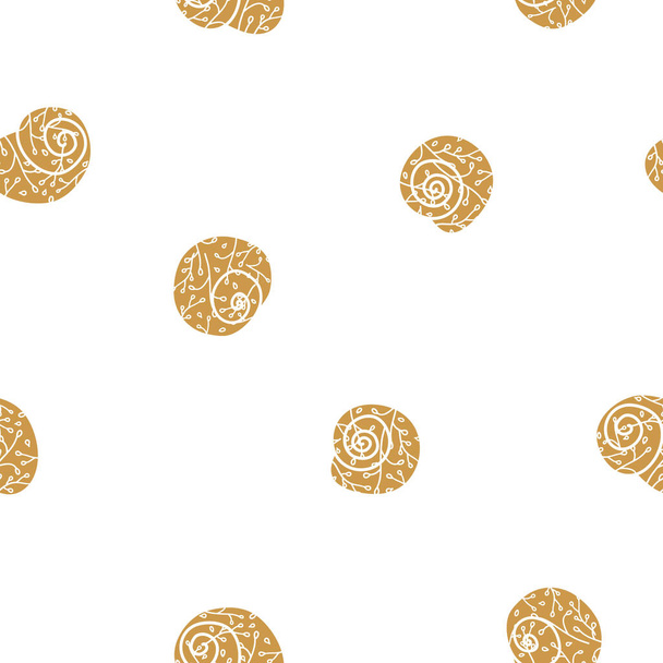 Vector Yellow Snail Shells with Florals seamless pattern background. - Vektör, Görsel