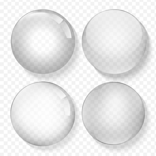 Transparent glas. White pearl, water soap bubble, shiny glossy orb realistic design elements - Vector, Image