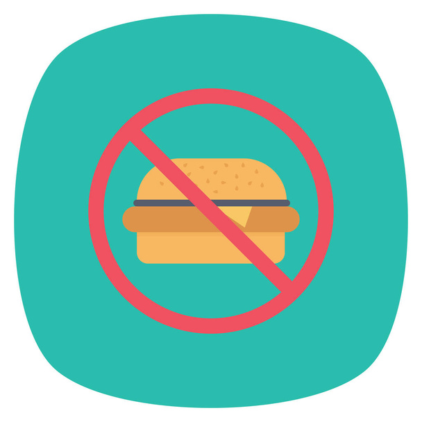 Healthy life Flat icon for not allowed & fast food - ベクター画像