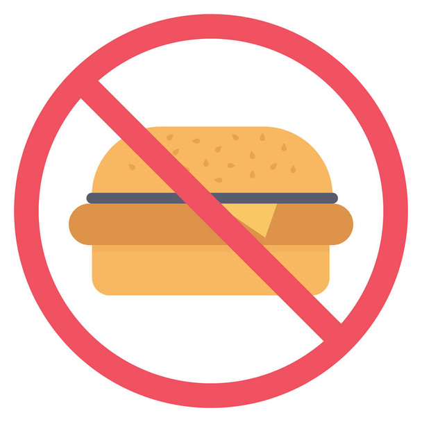 Healthy life Flat icon for not allowed  & fast food - Vector, afbeelding