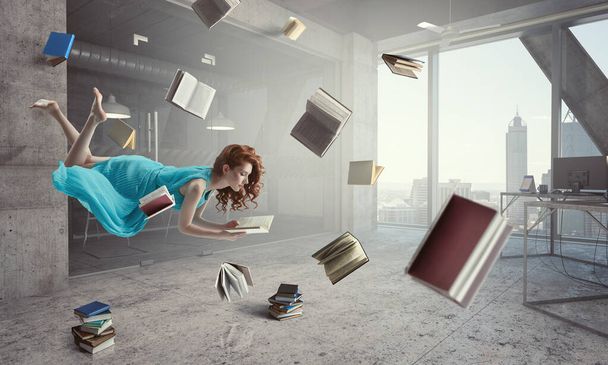 When reading takes you away. Mixed media - Photo, Image