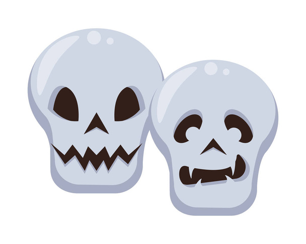 halloween koponyák fej izolált ikonok - Vektor, kép