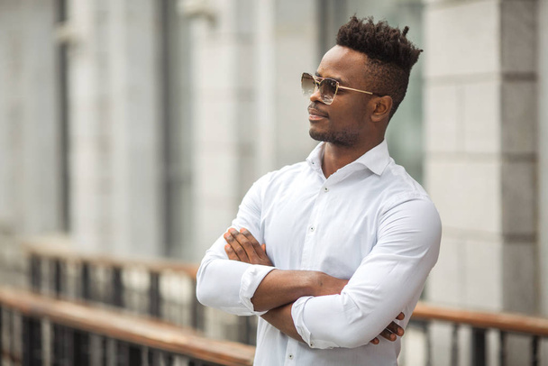 handsome young african man in a white shirt - Photo, Image
