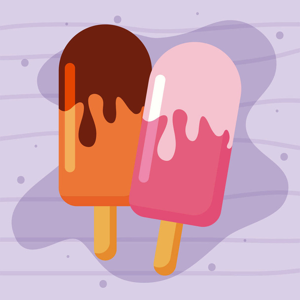 Sweet and frozen popsicles vector design - Vector, Image