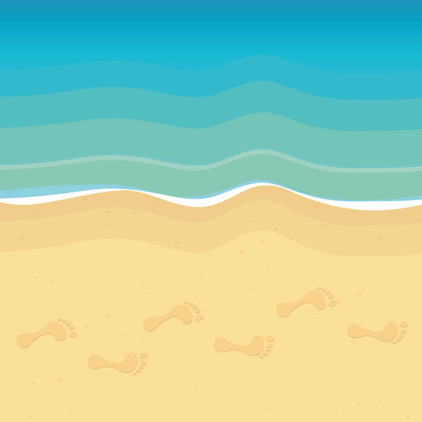 voetafdrukken op het strand zomer vakantie achtergrond - Vector, afbeelding