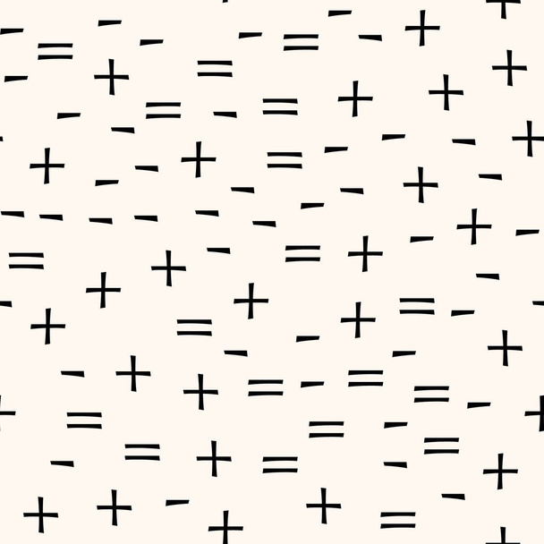 Vektorové bezešvé vzory plus, minus a symboly rovnosti. - Vektor, obrázek